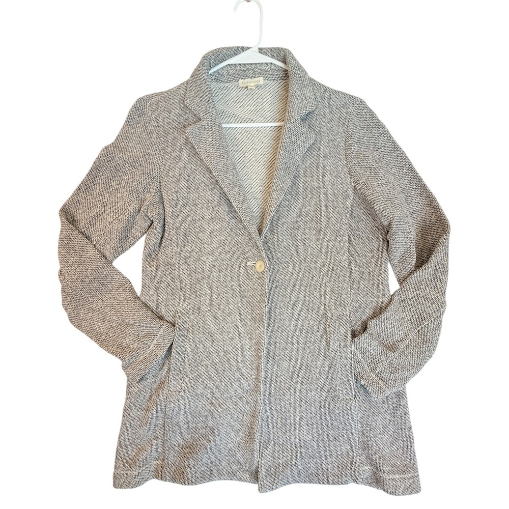 Eileen Fisher Blazer Jacket Women Medium Gray Organic Cotton Knit S16TCT